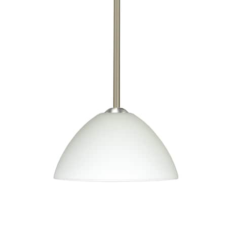 Besa Lighting Tessa Stem Pendant, White, Satin Nickel Finish, 1x9W LED 1TT-420107-LED-SN